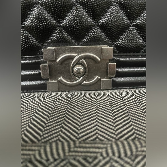 Chanel Boy Bag Black Caviar Silver Ruthenium Hardware  With Card - Picture 12 of 17